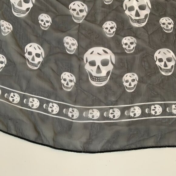 Alexander McQueen - 2 silk Skull Scarves! black white & pink gray chiffon - Picture 11 of 12